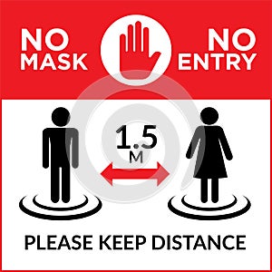 Warning sign face no mask no entry