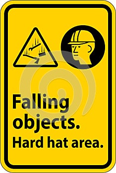 Warning Sign, Falling Objects Hard Hat Area