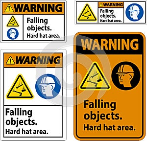 Warning Sign, Falling Objects Hard Hat Area