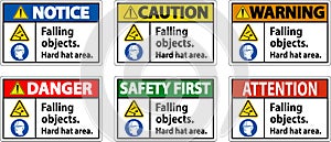 Warning Sign, Falling Objects Hard Hat Area