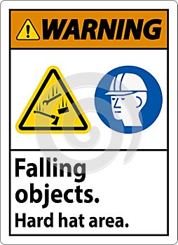 Warning Sign, Falling Objects Hard Hat Area