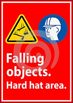 Warning Sign, Falling Objects Hard Hat Area