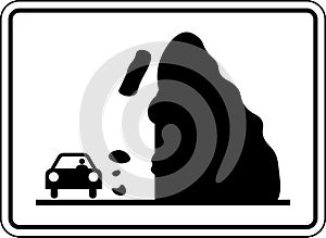 Warning Sign Falling rocks, snow or ice ahead