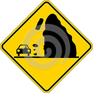 Warning Sign Falling rocks, snow or ice ahead