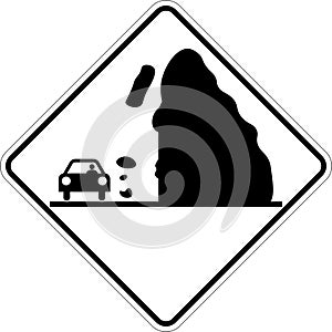 Warning Sign Falling rocks, snow or ice ahead