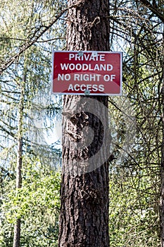 Warning sign in the forest