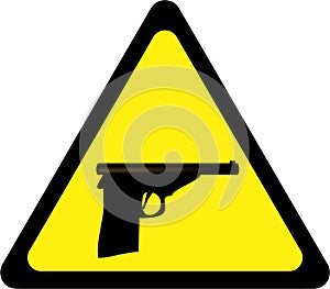 Warning sign with gun
