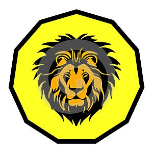 Warning sign with the head of a lion, vector quality