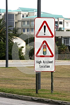 Warning sign at high accident area