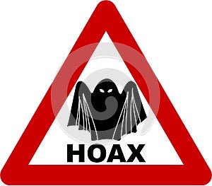 Warning sign with hoax photo