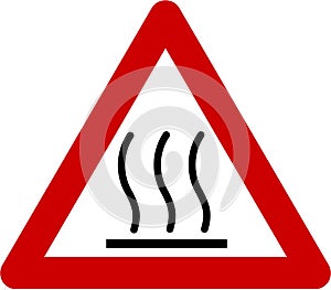 Warning sign with hot surface