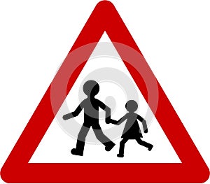 Warning sign with kids play