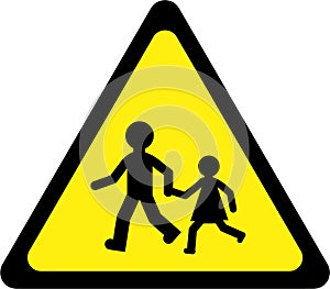 Warning sign with kids play