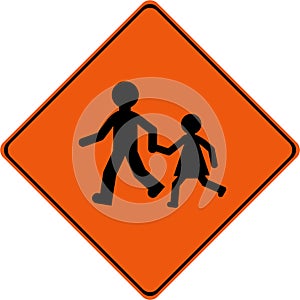 Warning sign with kids play