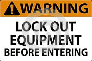 Warning Sign, Lock Out Equipment Before Entering