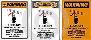 Warning Sign Look Up Hazardous Voltage Lines Overhead