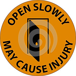 Warning Sign, Open Slowly, May Cause Injury