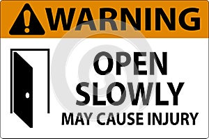 Warning Sign, Open Slowly, May Cause Injury