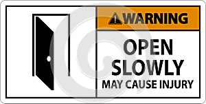 Warning Sign, Open Slowly, May Cause Injury