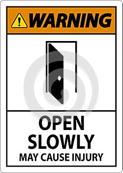 Warning Sign, Open Slowly, May Cause Injury