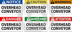 Warning Sign, Overhead Conveyors Watch For Falling Debris