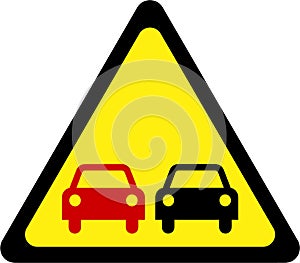 Warning sign with overtaking