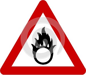 Warning sign with oxidising substances photo