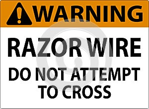 Warning Sign Razor Wire, Do Not Attempt To Cross