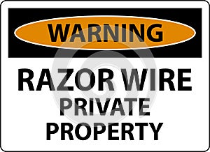 Warning Sign Razor Wire, Private Property Sign