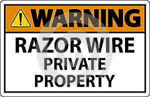 Warning Sign Razor Wire, Private Property Sign