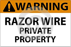 Warning Sign Razor Wire, Private Property Sign