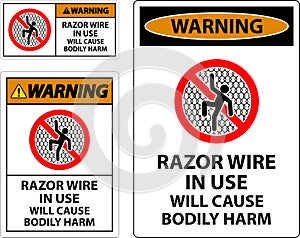 Warning Sign Razor Wire In Use Will Cause Bodily Harm