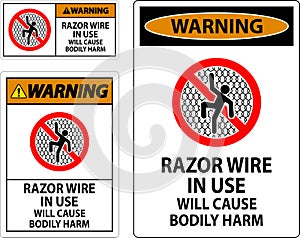 Warning Sign Razor Wire In Use Will Cause Bodily Harm