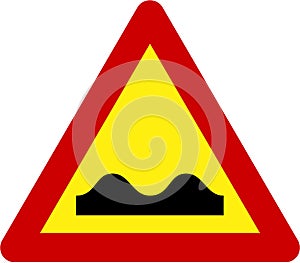 Warning sign with road bumps