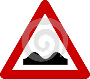 Warning sign with road bumps
