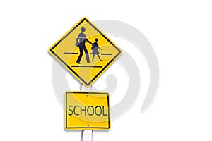 Warning sign, school sign With fill clipping paths easy to dicut.