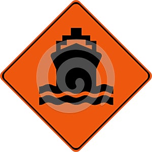 Warning sign with ship