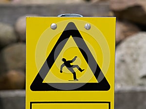 Warning sign slippery floor surface