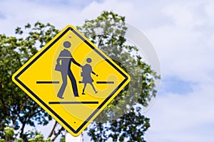 Warning sign for students school