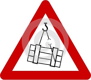 Warning sign with suspended loads