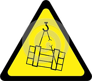 Warning sign with suspended loads