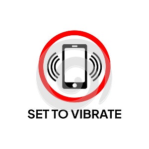 Warning sign to set cell phone to vibrate photo