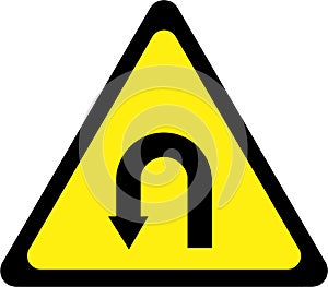 Warning sign with U-turn