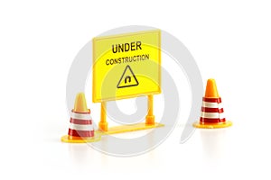 Warning sign under construction