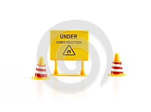 Warning sign under construction