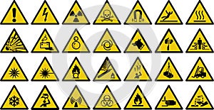 Warning sign vector sign - Set of triangle yellow warning sign.