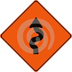 Warning sign with winding road