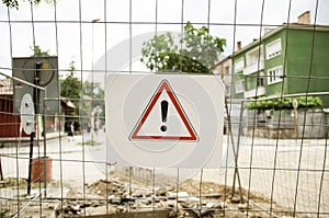 Warning Sign On Wired Fence