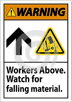 Warning Sign, Workers Above Falling Material