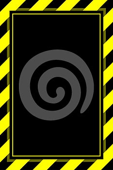 Warning sign yellow black stripe frame template background copy space, banner frame striped awning yellow, stripe frame